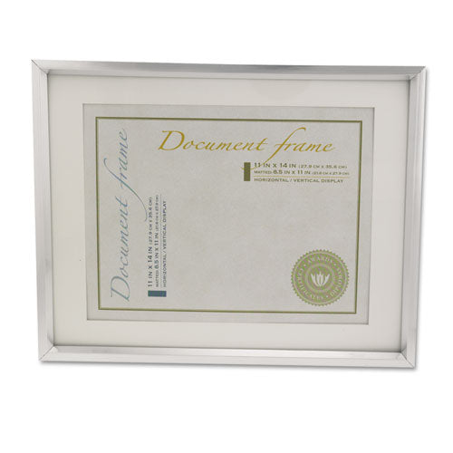 Universal® wholesale. UNIVERSAL® Plastic Document Frame With Mat, 11 X 14 And 8 1-2 X 11 Inserts, Metallic Silver. HSD Wholesale: Janitorial Supplies, Breakroom Supplies, Office Supplies.