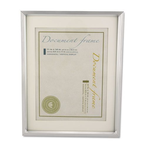 Universal® wholesale. UNIVERSAL® Plastic Document Frame With Mat, 11 X 14 And 8 1-2 X 11 Inserts, Metallic Silver. HSD Wholesale: Janitorial Supplies, Breakroom Supplies, Office Supplies.