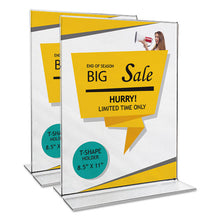 Load image into Gallery viewer, Universal® wholesale. UNIVERSAL Clear 2-sided T-style Freestanding Frame, 8 1-2 X 11, 2-pack. HSD Wholesale: Janitorial Supplies, Breakroom Supplies, Office Supplies.
