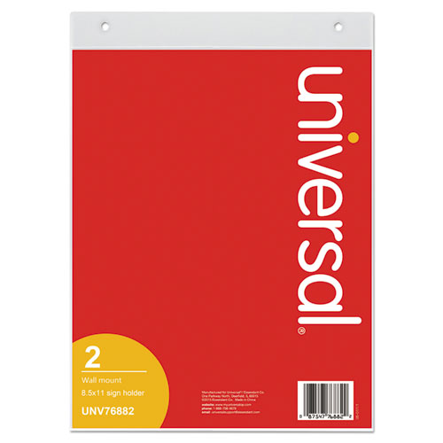 Universal® wholesale. UNIVERSAL® Wall Mount Sign Holder, 8 1-2" X 11", Vertical, Clear. HSD Wholesale: Janitorial Supplies, Breakroom Supplies, Office Supplies.