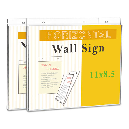 Universal® wholesale. UNIVERSAL® Wall Mount Sign Holder, 11" X 8 1-2", Horizontal, Clear, 2-pack. HSD Wholesale: Janitorial Supplies, Breakroom Supplies, Office Supplies.