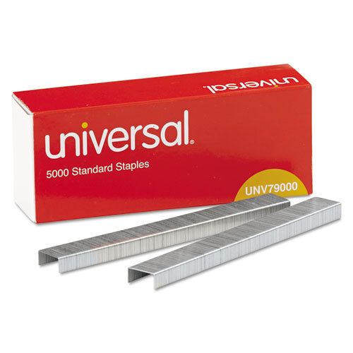 Universal® wholesale. UNIVERSAL® Standard Chisel Point Staples, 0.25" Leg, 0.5" Crown, Steel, 5,000-box, 5 Boxes-pack, 25,000-pack. HSD Wholesale: Janitorial Supplies, Breakroom Supplies, Office Supplies.