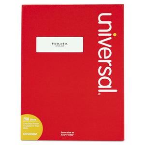 Universal® wholesale. White Labels, Inkjet-laser Printers, 1.33 X 4, White, 14-sheet, 250 Sheets-box. HSD Wholesale: Janitorial Supplies, Breakroom Supplies, Office Supplies.