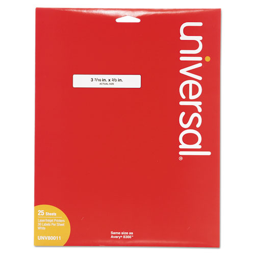 Universal® wholesale. UNIVERSAL® Self-adhesive Permanent File Folder Labels, 0.66 X 3.44, White, 30-sheet, 25 Sheets-box. HSD Wholesale: Janitorial Supplies, Breakroom Supplies, Office Supplies.