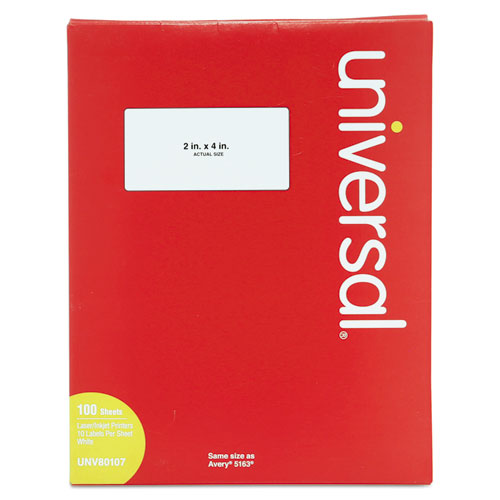 Universal® wholesale. White Labels, Inkjet-laser Printers, 2 X 4, White, 10-sheet, 100 Sheets-box. HSD Wholesale: Janitorial Supplies, Breakroom Supplies, Office Supplies.