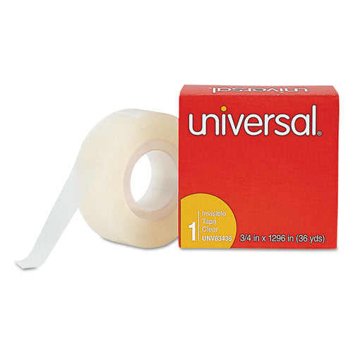 Universal® wholesale. UNIVERSAL® Invisible Tape, 1" Core, 0.75" X 36 Yds, Clear, 12-pack. HSD Wholesale: Janitorial Supplies, Breakroom Supplies, Office Supplies.