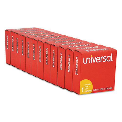 Universal® wholesale. UNIVERSAL® Invisible Tape, 1" Core, 0.75" X 36 Yds, Clear, 12-pack. HSD Wholesale: Janitorial Supplies, Breakroom Supplies, Office Supplies.