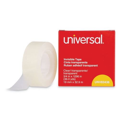 Universal® wholesale. UNIVERSAL® Invisible Tape, 1" Core, 0.75" X 36 Yds, Clear. HSD Wholesale: Janitorial Supplies, Breakroom Supplies, Office Supplies.