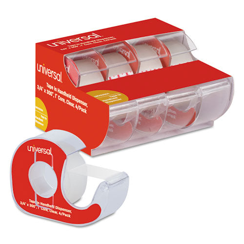 Universal® wholesale. UNIVERSAL® Invisible Tape With Handheld Dispenser, 1" Core, 0.75" X 25 Ft, Clear, 4-pack. HSD Wholesale: Janitorial Supplies, Breakroom Supplies, Office Supplies.