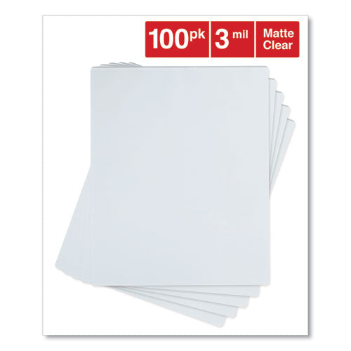 Universal® wholesale. UNIVERSAL® Laminating Pouches, 3 Mil, 9" X 11.5", Matte Clear, 100-box. HSD Wholesale: Janitorial Supplies, Breakroom Supplies, Office Supplies.