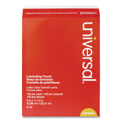Universal® wholesale. UNIVERSAL® Laminating Pouches, 5 Mil, 9" X 11.5", Matte Clear, 100-pack. HSD Wholesale: Janitorial Supplies, Breakroom Supplies, Office Supplies.