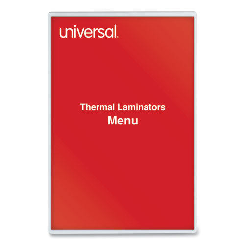 Universal® wholesale. UNIVERSAL® Laminating Pouches, 3 Mil, 18" X 12", Matte Clear, 25-pack. HSD Wholesale: Janitorial Supplies, Breakroom Supplies, Office Supplies.
