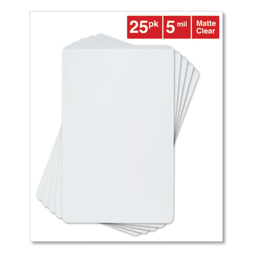 Universal® wholesale. UNIVERSAL® Laminating Pouches, 5 Mil, 2.13" X 3.38", Matte Clear, 25-pack. HSD Wholesale: Janitorial Supplies, Breakroom Supplies, Office Supplies.