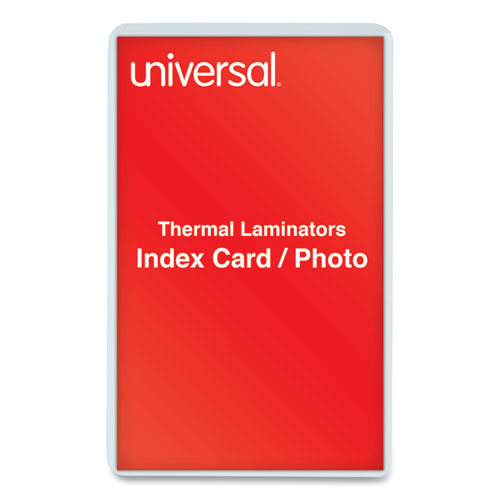 Universal® wholesale. UNIVERSAL® Laminating Pouches, 5 Mil, 5.5" X 3.5", Matte Clear, 25-pack. HSD Wholesale: Janitorial Supplies, Breakroom Supplies, Office Supplies.