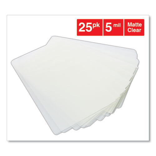 Universal® wholesale. UNIVERSAL® Laminating Pouches, 5 Mil, 5.5" X 3.5", Matte Clear, 25-pack. HSD Wholesale: Janitorial Supplies, Breakroom Supplies, Office Supplies.