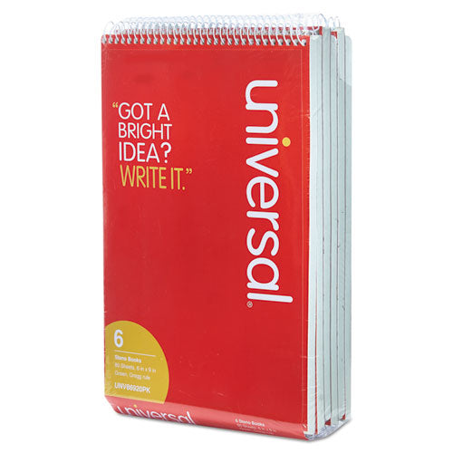 Universal® wholesale. UNIVERSAL® Steno Books, Gregg Rule, 6 X 9, Green Tint, 80 Sheets, 6-pack. HSD Wholesale: Janitorial Supplies, Breakroom Supplies, Office Supplies.