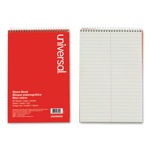 Universal® wholesale. UNIVERSAL® Steno Books, Gregg Rule, 6 X 9, Green Tint, 80 Sheets. HSD Wholesale: Janitorial Supplies, Breakroom Supplies, Office Supplies.