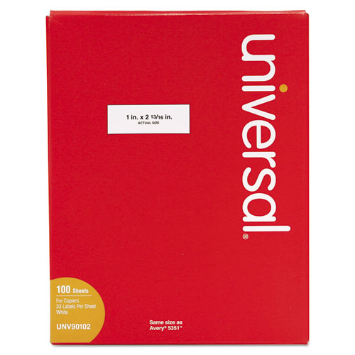 Universal® wholesale. UNIVERSAL® Copier Mailing Labels, Copiers, 1 X 2.81, White, 33-sheet, 100 Sheets-box. HSD Wholesale: Janitorial Supplies, Breakroom Supplies, Office Supplies.