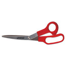 Universal® wholesale. UNIVERSAL® General Purpose Stainless Steel Scissors, 7.75" Long, 3" Cut Length, Red Offset Handles, 3-pack. HSD Wholesale: Janitorial Supplies, Breakroom Supplies, Office Supplies.