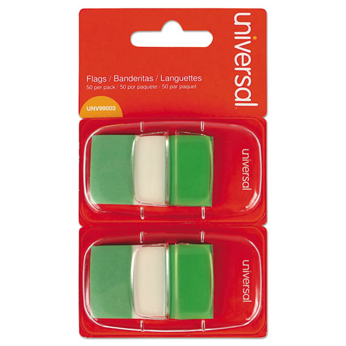 Universal® wholesale. UNIVERSAL® Page Flags, Green, 50 Flags-dispenser, 2 Dispensers-pack. HSD Wholesale: Janitorial Supplies, Breakroom Supplies, Office Supplies.