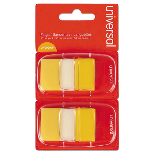 Universal® wholesale. UNIVERSAL® Page Flags, Yellow, 50 Flags-dispenser, 2 Dispensers-pack. HSD Wholesale: Janitorial Supplies, Breakroom Supplies, Office Supplies.