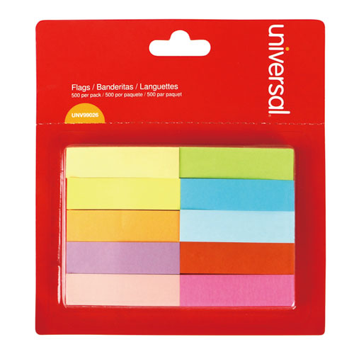 Universal® wholesale. UNIVERSAL® Self-stick Page Tabs, 1-2" X 2", Assorted Colors, 500-pack. HSD Wholesale: Janitorial Supplies, Breakroom Supplies, Office Supplies.