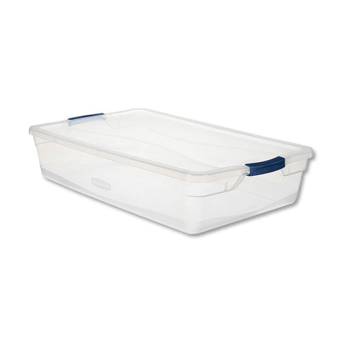 Rubbermaid® wholesale. Rubbermaid® Clever Store Basic Latch-lid Container, 41 Qt, 17.75" X 29" X 6.13", Clear. HSD Wholesale: Janitorial Supplies, Breakroom Supplies, Office Supplies.