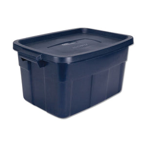 Rubbermaid® wholesale. Rubbermaid® Roughneck Storage Box, 14 Gal, 15.88" X 23.88" X 12.25", Dark Indigo Metallic. HSD Wholesale: Janitorial Supplies, Breakroom Supplies, Office Supplies.