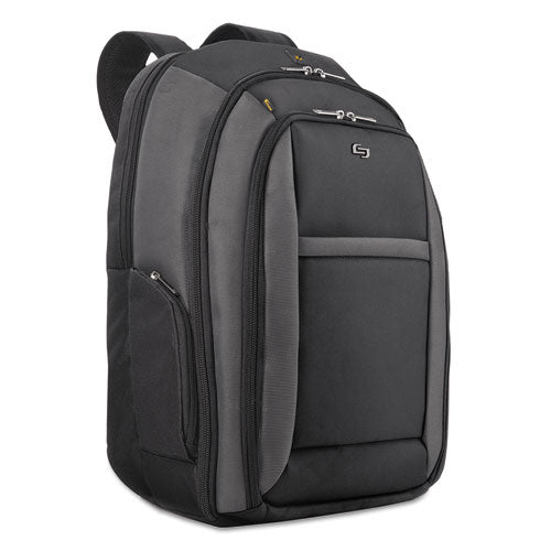 Solo wholesale. Pro Checkfast Backpack, 16", 13 3-4" X 6 1-2" X 17 3-4", Black. HSD Wholesale: Janitorial Supplies, Breakroom Supplies, Office Supplies.