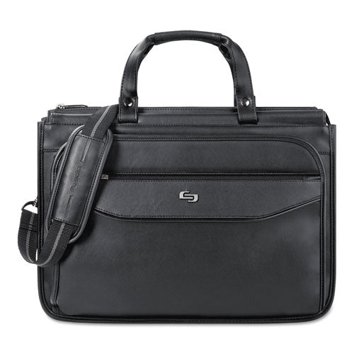 Solo wholesale. Harrison Briefcase, 16.75" X 7.75" X 12", Vinyl, Black. HSD Wholesale: Janitorial Supplies, Breakroom Supplies, Office Supplies.