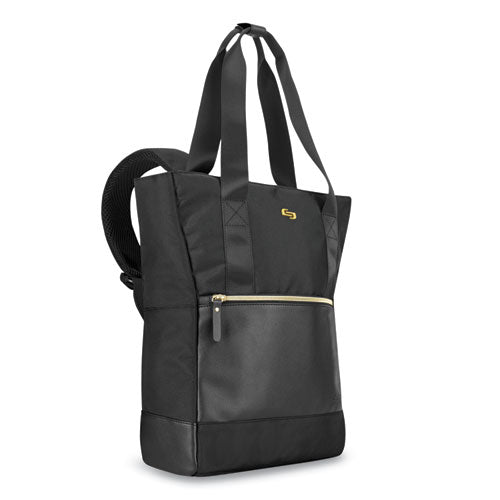 Solo wholesale. Parker Hybrid Tote-backpack, Holds Laptops 15.6", 3.75 X 16.5 X 16.5, Black-gold. HSD Wholesale: Janitorial Supplies, Breakroom Supplies, Office Supplies.