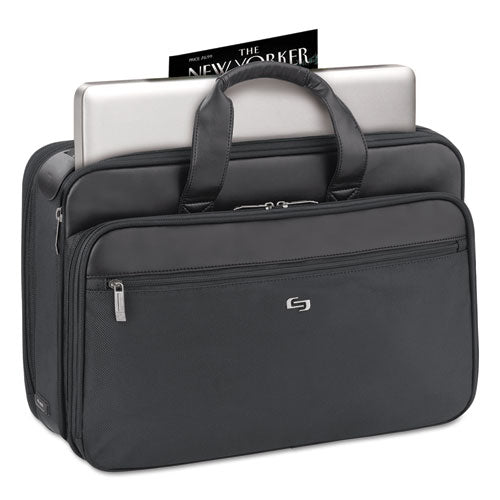 Solo wholesale. Classic Smart Strap Briefcase, 16", 17 1-2" X 5 1-2" X 12", Black. HSD Wholesale: Janitorial Supplies, Breakroom Supplies, Office Supplies.