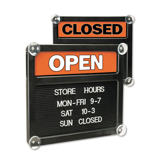 Headline® Sign wholesale. Double-sided Open-closed Sign W-plastic Push Characters, 14 3-8 X 12 3-8. HSD Wholesale: Janitorial Supplies, Breakroom Supplies, Office Supplies.