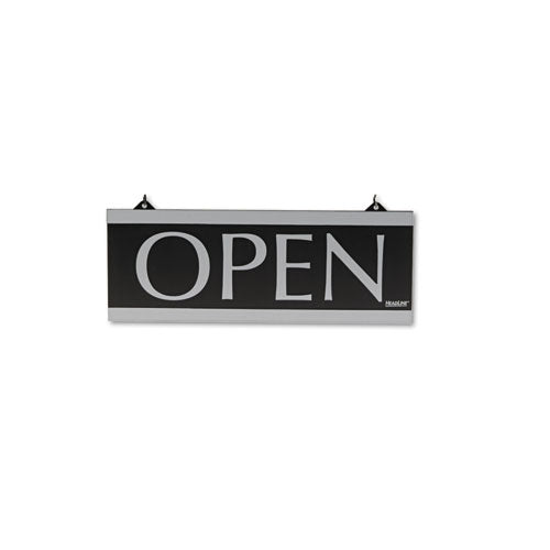 Headline® Sign wholesale. Century Series Reversible Open-closed Sign, W-suction Mount, 13 X 5, Black. HSD Wholesale: Janitorial Supplies, Breakroom Supplies, Office Supplies.