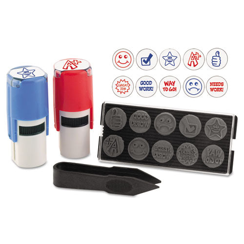 Stamp-Ever® wholesale. Stamp-ever Stamp, Self-inking With 10 Dies, 5-8", Blue-red. HSD Wholesale: Janitorial Supplies, Breakroom Supplies, Office Supplies.