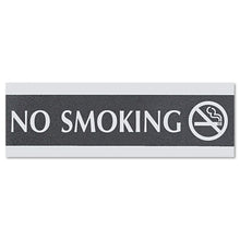 Load image into Gallery viewer, Headline® Sign wholesale. Century Series Office Sign, No Smoking, 9 X 3, Black-silver. HSD Wholesale: Janitorial Supplies, Breakroom Supplies, Office Supplies.