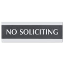 Headline® Sign wholesale. Century Series Office Sign, No Soliciting, 9 X 3, Black-silver. HSD Wholesale: Janitorial Supplies, Breakroom Supplies, Office Supplies.