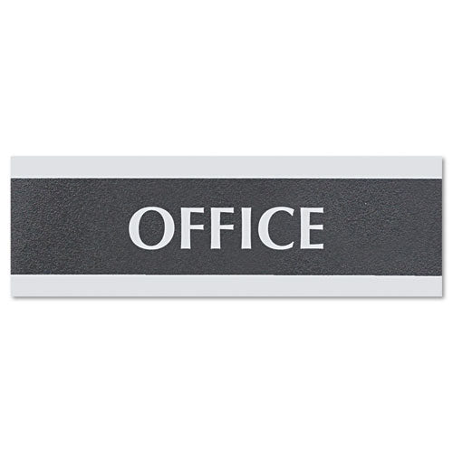 Headline® Sign wholesale. Century Series Office Sign, Office, 9 X 3, Black-silver. HSD Wholesale: Janitorial Supplies, Breakroom Supplies, Office Supplies.