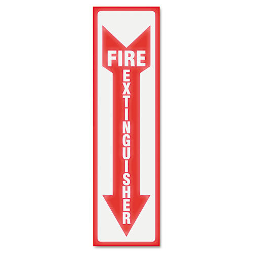 Headline® Sign wholesale. Glow In The Dark Sign, 4 X 13, Red Glow, Fire Extinguisher. HSD Wholesale: Janitorial Supplies, Breakroom Supplies, Office Supplies.