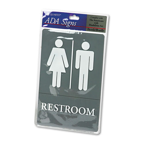 Headline® Sign wholesale. Ada Sign, Restroom Symbol Tactile Graphic, Molded Plastic, 6 X 9, Gray. HSD Wholesale: Janitorial Supplies, Breakroom Supplies, Office Supplies.