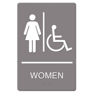 Headline® Sign wholesale. Ada Sign, Women Restroom Wheelchair Accessible Symbol, Molded Plastic, 6 X 9. HSD Wholesale: Janitorial Supplies, Breakroom Supplies, Office Supplies.