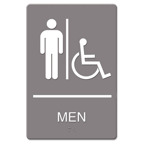 Headline® Sign wholesale. Ada Sign, Men Restroom Wheelchair Accessible Symbol, Molded Plastic, 6 X 9, Gray. HSD Wholesale: Janitorial Supplies, Breakroom Supplies, Office Supplies.