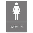 Headline® Sign wholesale. Ada Sign, Women Restroom Symbol W-tactile Graphic, Molded Plastic, 6 X 9, Gray. HSD Wholesale: Janitorial Supplies, Breakroom Supplies, Office Supplies.