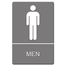 Load image into Gallery viewer, Headline® Sign wholesale. Ada Sign, Men Restroom Symbol W-tactile Graphic, Molded Plastic, 6 X 9, Gray. HSD Wholesale: Janitorial Supplies, Breakroom Supplies, Office Supplies.