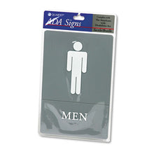 Load image into Gallery viewer, Headline® Sign wholesale. Ada Sign, Men Restroom Symbol W-tactile Graphic, Molded Plastic, 6 X 9, Gray. HSD Wholesale: Janitorial Supplies, Breakroom Supplies, Office Supplies.