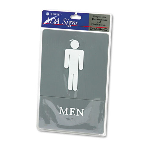 Headline® Sign wholesale. Ada Sign, Men Restroom Symbol W-tactile Graphic, Molded Plastic, 6 X 9, Gray. HSD Wholesale: Janitorial Supplies, Breakroom Supplies, Office Supplies.