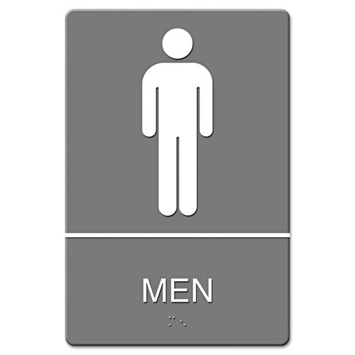 Headline® Sign wholesale. Ada Sign, Men Restroom Symbol W-tactile Graphic, Molded Plastic, 6 X 9, Gray. HSD Wholesale: Janitorial Supplies, Breakroom Supplies, Office Supplies.