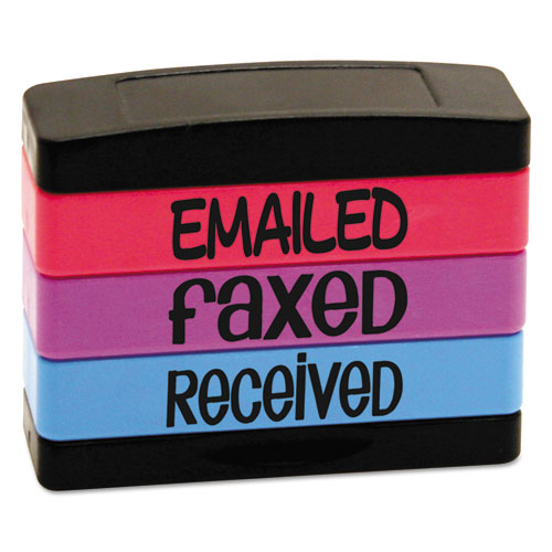 Stack Stamp® wholesale. Stack Stamp, Emailed, Faxed, Received, 1 13-16 X 5-8, Assorted Fluorescent Ink. HSD Wholesale: Janitorial Supplies, Breakroom Supplies, Office Supplies.