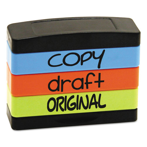 Stack Stamp® wholesale. Stack Stamp, Copy, Draft, Original, 1 13-16 X 5-8, Assorted Fluorescent Ink. HSD Wholesale: Janitorial Supplies, Breakroom Supplies, Office Supplies.