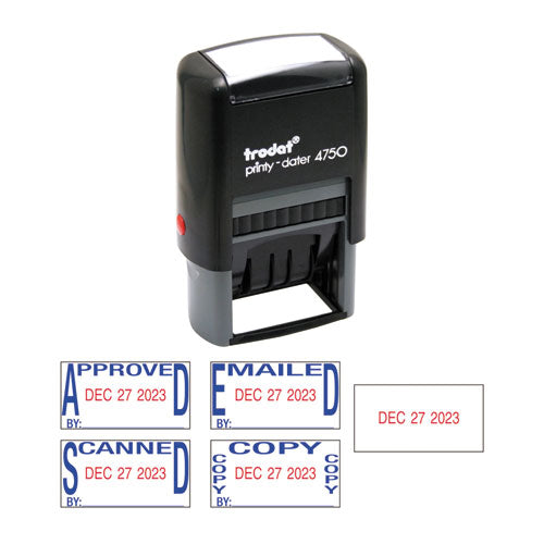 Trodat® wholesale. Economy 5-in-1 Date Stamp, Self-inking, 1 X 1 5-8, Blue-red. HSD Wholesale: Janitorial Supplies, Breakroom Supplies, Office Supplies.